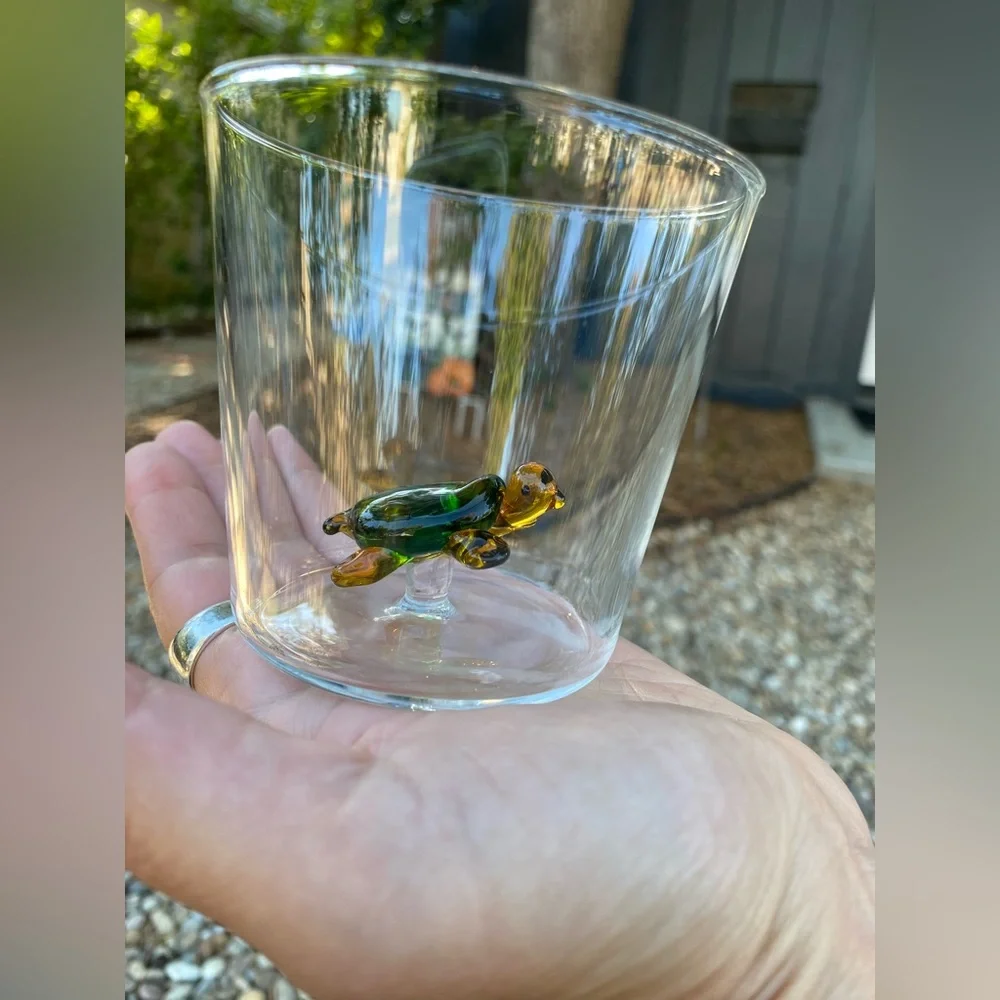 Handcrafted Glass Turtle Ornament for Reptile Habitats